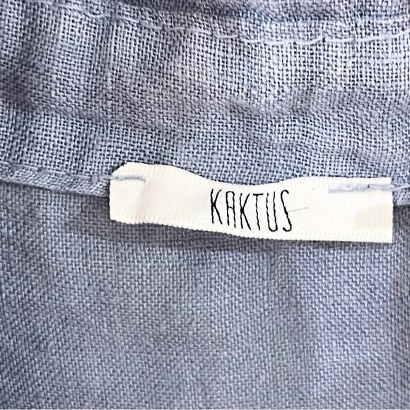 Kaktus Linen Lightweight Tunic Top Woman’s size S Long sleeves pockets blue - Picture 8 of 9
